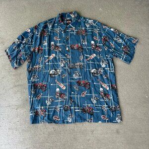 Harley-Davidson Men’s Short Sleeve Graphic Button Up Shirt Blue Motorcycle XL